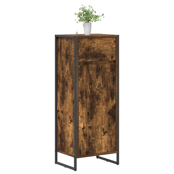 vidaXL Bathroom Cabinet Smoke Oak 40 x 30 x 100 cm Engineered Wood