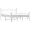 vidaXL Metal Bed Frame without Mattress with Footboard White 150x200cm