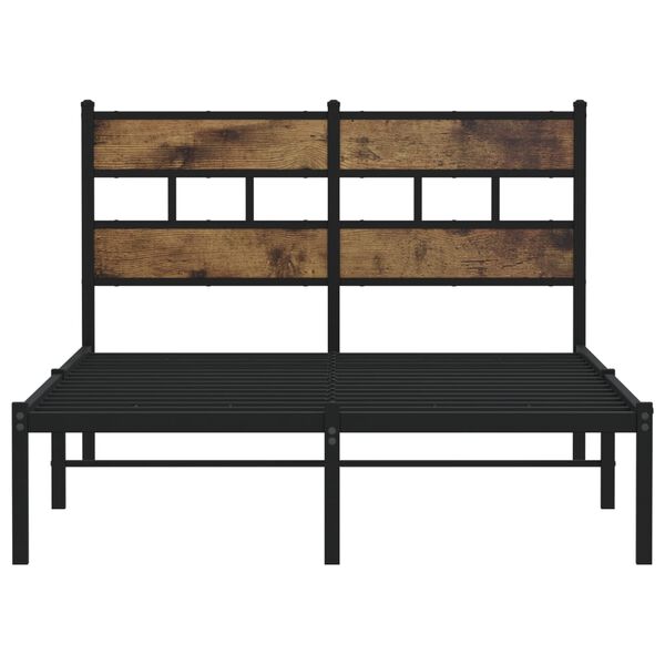 vidaXL Metal Bed Frame without Mattress Smoked Oak 120x190 cm Small Double