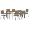 vidaXL Garden Dining Set 7 pcs Grey Poly Rattan