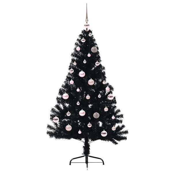 vidaXL Artificial Pre-lit Christmas Tree Black 150 cm PVC