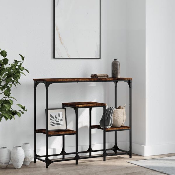 vidaXL Console Table Smoked Oak 89.5x28x76 cm Engineered Wood