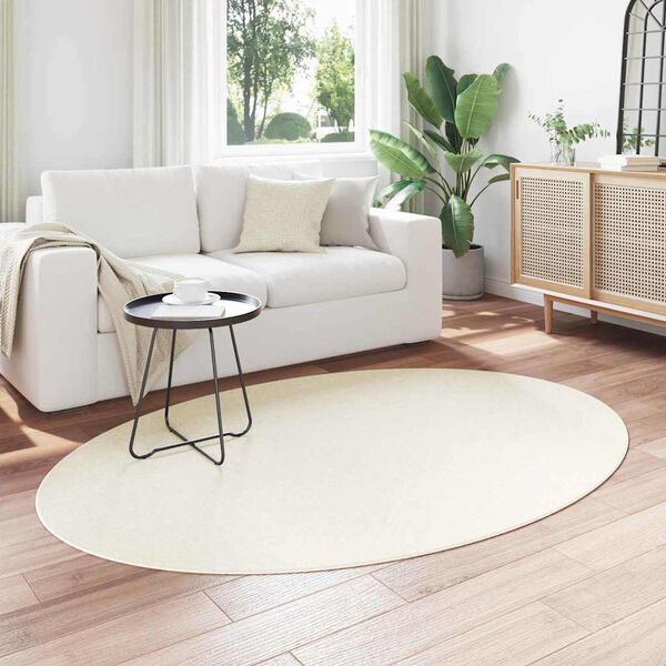 vidaXL Area Rugs Oval HUARTE Cream 200 x 140 cm 100% Polyester