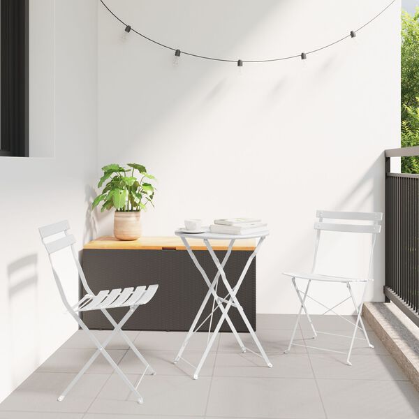 vidaXL Garden Folding Chair Folding 2 pcs White 42 x 46 x 82cm Steel