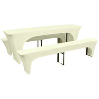 vidaXL Three Piece Slipcover for Beer Table/Benches Stretch Cream