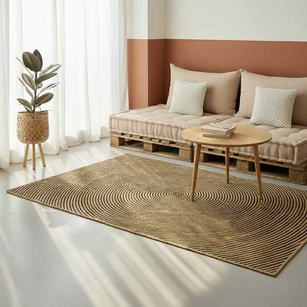 vidaXL Rug Natural and Black 240 x 240 cm Jute