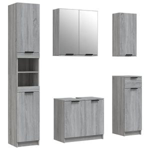 vidaXL 5 Piece Bathroom Cabinet Set Grey Sonoma Engineered Wood