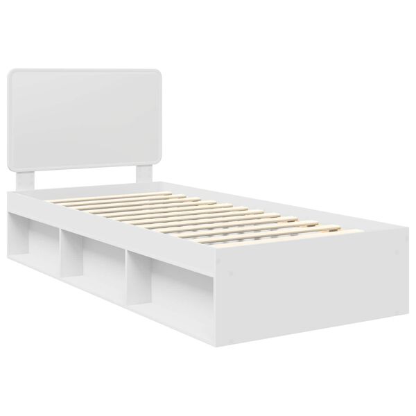 vidaXL Bed Frame with Headboard White 75 x 190 cm Solid Pine Wood