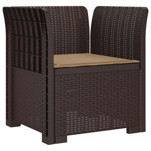 vidaXL 1-Seater Armchair with Cushion Rattan Look PP Brown
