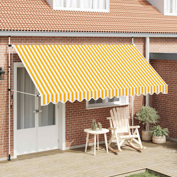 vidaXL Manual Retractable Awning 400 cm Orange and White Stripes