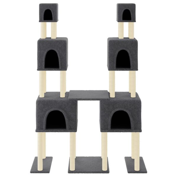 vidaXL Cat Tree with Sisal Scratching Posts Dark Grey 199 cm