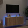 vidaXL TV Wall Cabinet with LED Lights Sonoma Oak 100x35x41 cm