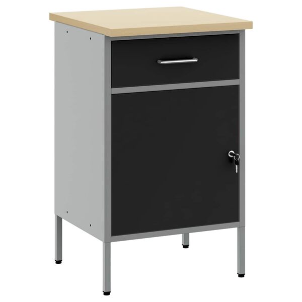 vidaXL Workbench Black and grey 50 x 55 x 85 cm Powder-coated steel