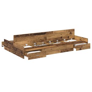 vidaXL Storage Bed Frame Old Wood 120 x 190 cm Engineered Wood