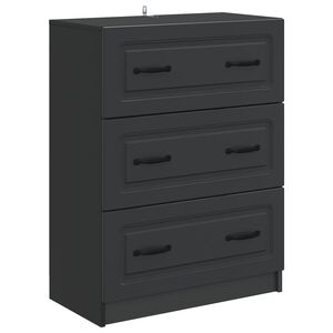 vidaXL Drawer Cabinet 66 x 34.5 x 87 cm Engineered Wood Black