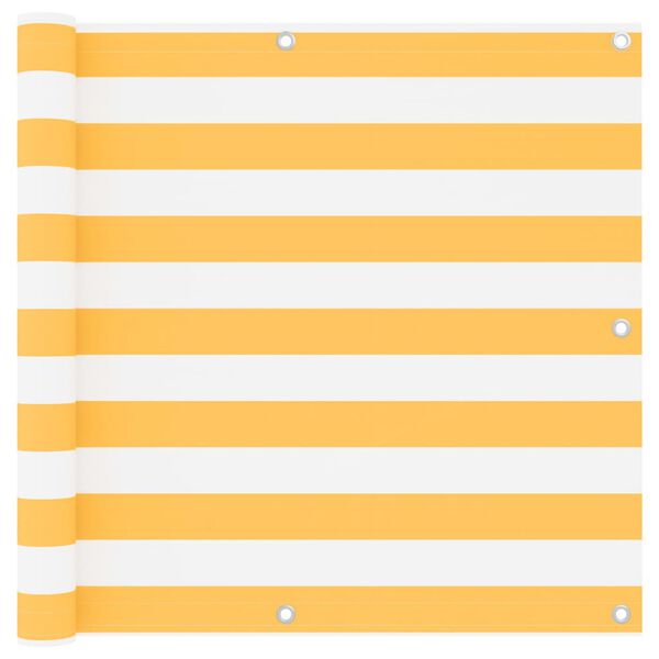 vidaXL Balcony Screen White and Yellow 90x600 cm Oxford Fabric