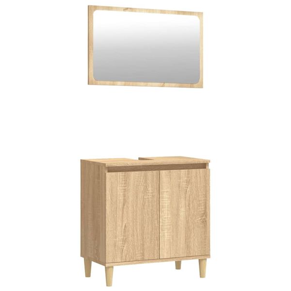 vidaXL 2 Piece Bathroom Furniture Set Sonoma Oak Engineered Wood
