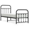 vidaXL Metal Bed Frame without Mattress with Footboard Black 75x190cm