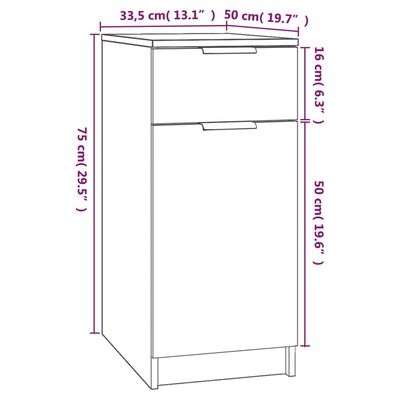 vidaXL Desk Cabinet Grey Sonoma 33.5x50x75 cm Engineered Wood
