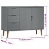 vidaXL Sideboard MOLDE Grey 113x40x80 cm Solid Wood Pine