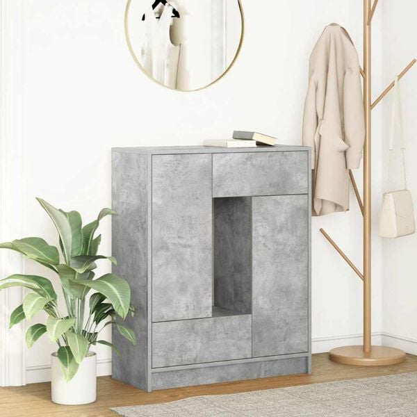 vidaXL Sideboard with Drawers and Doors Concrete Grey 73x31x90 cm