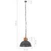 vidaXL Industrial Hanging Lamp Grey Round 32 cm E27 Solid Mango Wood