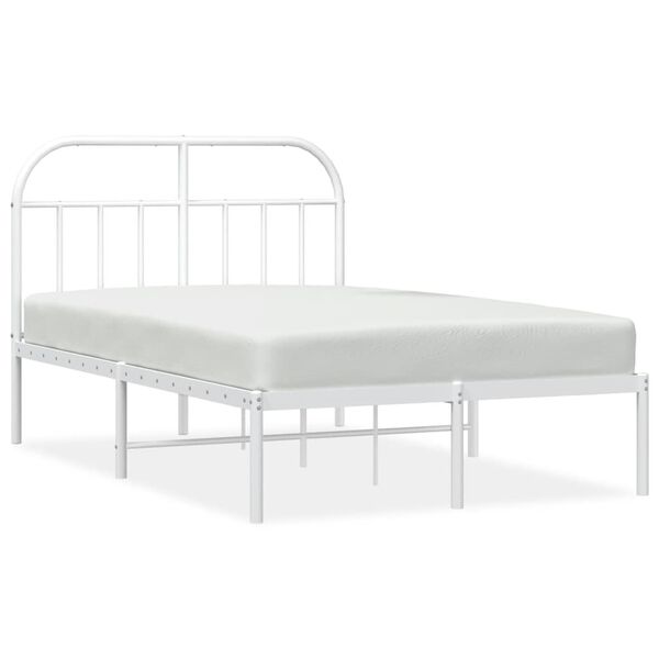 vidaXL Metal Bed Frame without Mattress with Headboard White 120x200cm