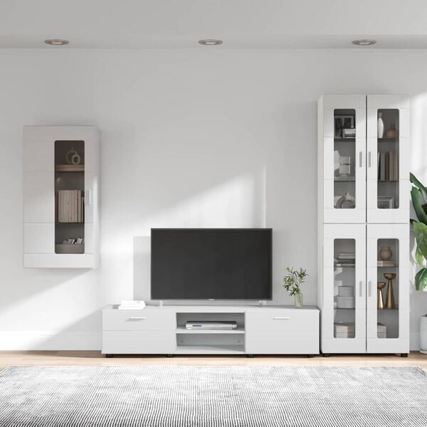 vidaXL TV Cabinet Set with Drawer FLORIN White Engineered Wood