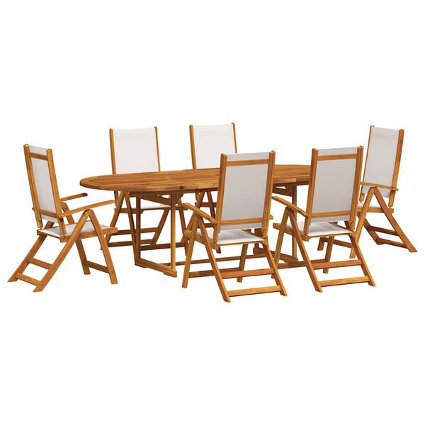 vidaXL 9 Piece Garden Dining Set Solid Wood Acacia and Textilene