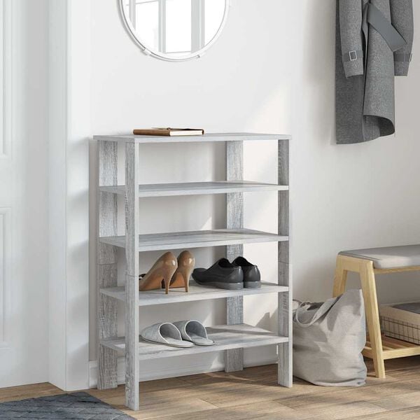 vidaXL Shoe Rack Grey Sonoma 61x32x87.5 cm Engineered Wood