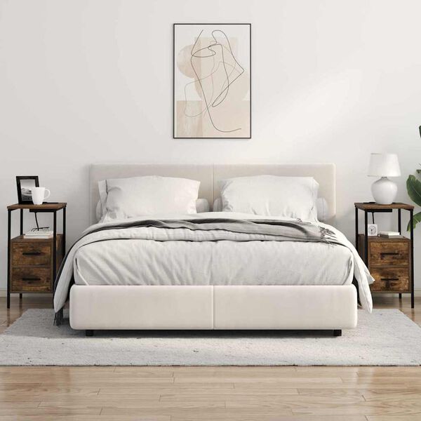 vidaXL Bedside Cabinet with Drawer 2 pcs Smoked Oak 30 x 48 x 61 cm