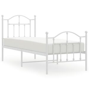 vidaXL Metal Bed Frame without Mattress with Footboard White 75x190cm