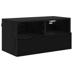 vidaXL TV Wall Cabinet 60 x 30 x 30 cm Black Oak Engineered Wood