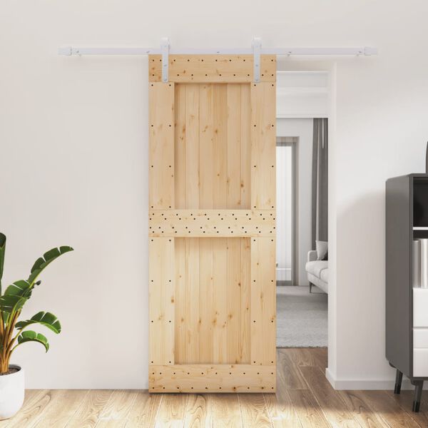 vidaXL Sliding Door with Hardware Set 80x210 cm Solid Wood Pine
