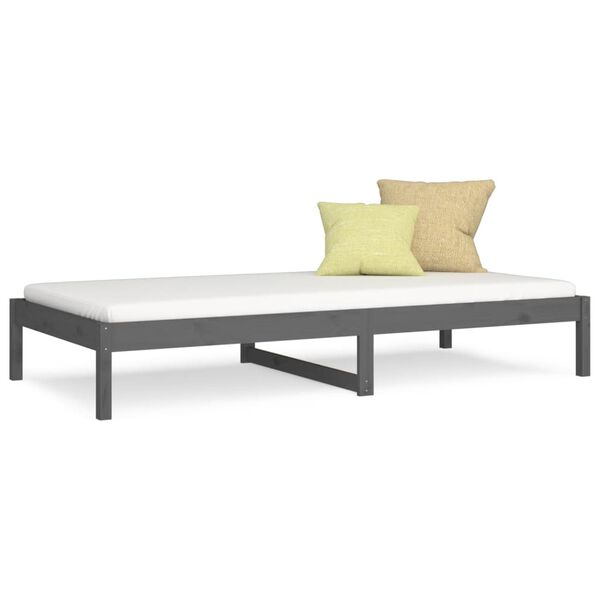 vidaXL Day Bed without Mattress Grey 90x190 cm Single Single Solid Wood Pine