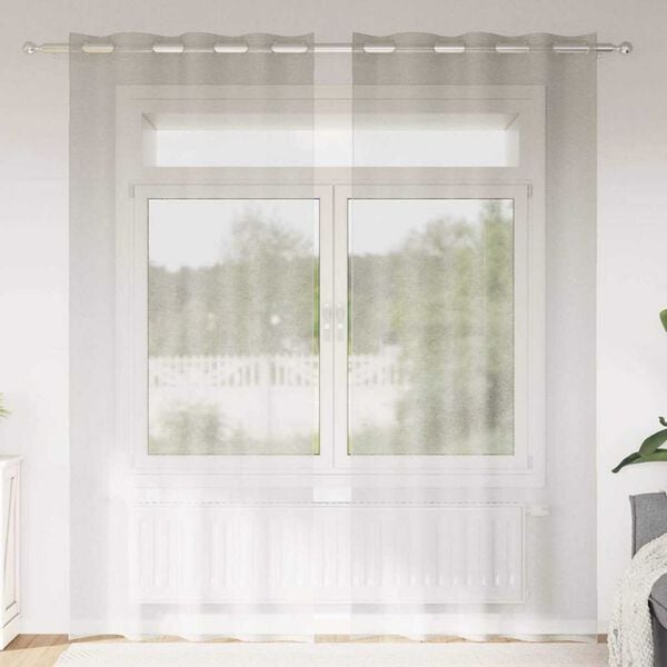 vidaXL Voile Curtain with Curtains 2 pcs Cream 260 x 140 cm Polyester