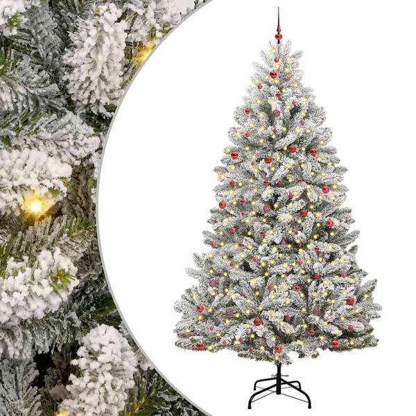 vidaXL Artificial Christmas Tree Green and White 300 cm PVC and Metal