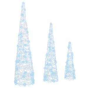 vidaXL Christmas Tree 3 pcs Cold white 20 x 20 x 80 cm Acrylic 90 LEDs