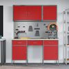 vidaXL Work Bench with Drawer 8 pcs Red 150 x 55 x 200 cm Steel