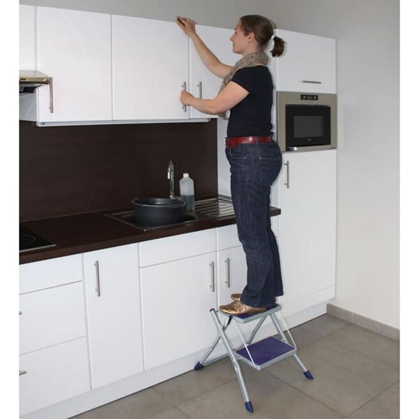 Escalo Foldable Step Stool 150 kg Metal Grey and Blue