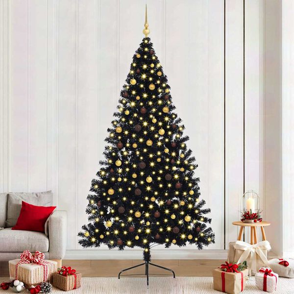 vidaXL Artificial Pre-lit Christmas Tree Black 240 cm PVC