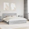 vidaXL Bed Frame with Drawer Grey Sonoma 200 x 200 cm Engineer Wood