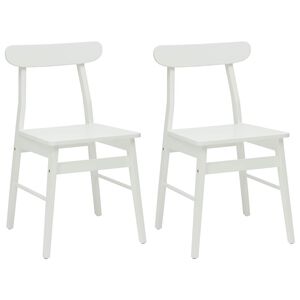 vidaXL Dining Chair 2 pcs White 43 x 44.5 x 77 cm Solid Rubber Wood