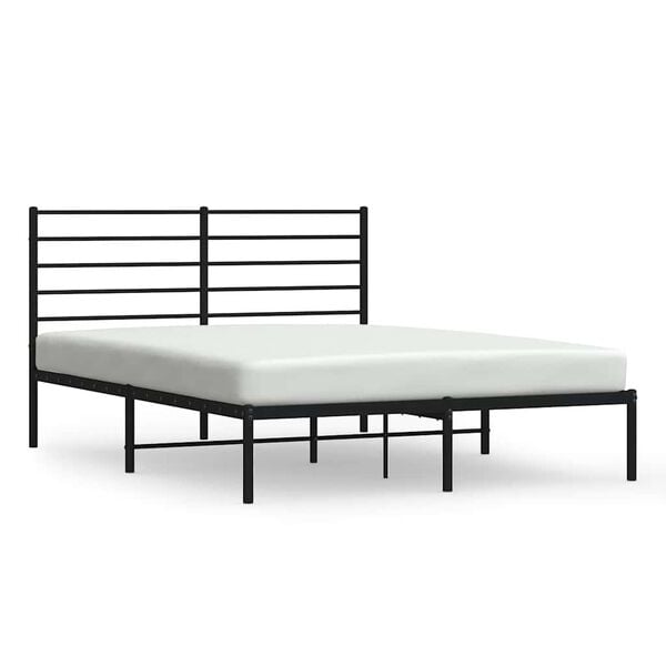 vidaXL Metal Bed Frame without Mattress with Headboard Black 140x200cm