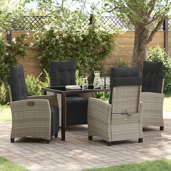 vidaXL Garden Dining Set 5 pcs Light Grey Poly Rattan