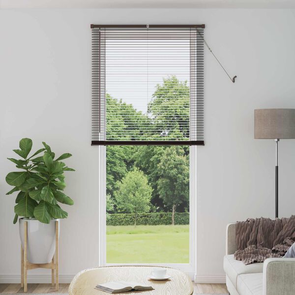 vidaXL Venetian Blind Manual Dark Brown with Pattern 213 x 90 cm PVC