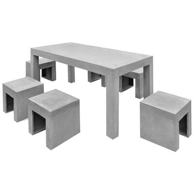 vidaXL 7 Piece Outdoor Dining Set Concrete