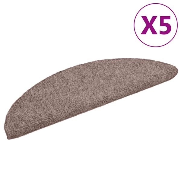 vidaXL Stair Mats Self-adhesive 5 pcs 56x17x3 cm Light Brown Half Round