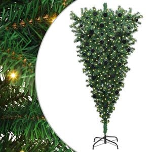 vidaXL Upside-down Artificial Pre-lit Christmas Tree with Ball Set PVC
