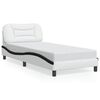 vidaXL Bed Frame with LED without Mattress "Hvar" White and Black 80x200 cm